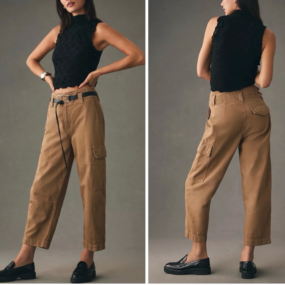 Etica NWT Juni High-Waisted Relaxed Tapered Cargo Jeans